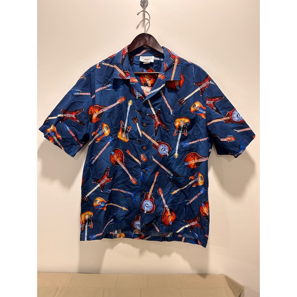 Pacific Legend Apparel "Guitars Rock" cotton Hawaiian shirt xl